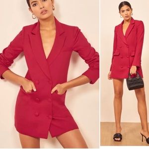 Reformation Mackie Mini Jacket Blazer Dress in Tampa Red XS